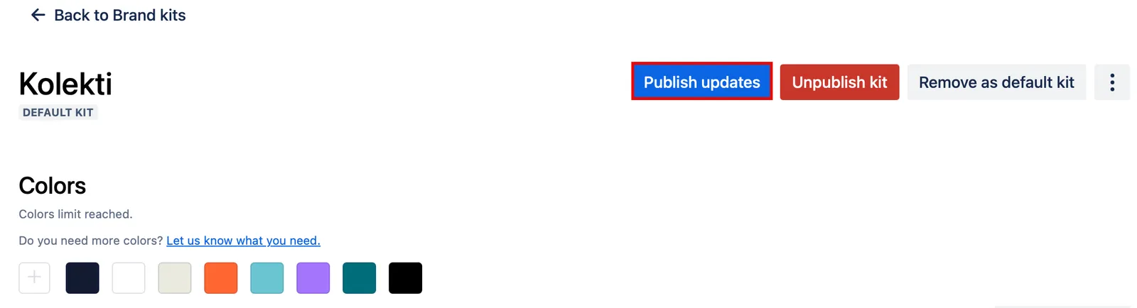 Publish updates button.