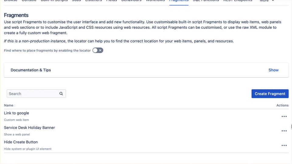 GIF showing how to duplicate a fragment