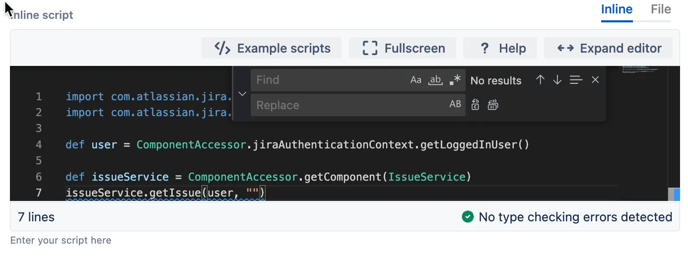 Example of the find and replace feature.