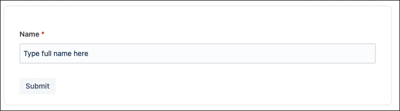 Published Confluence page showing a Short answer field example in the final form