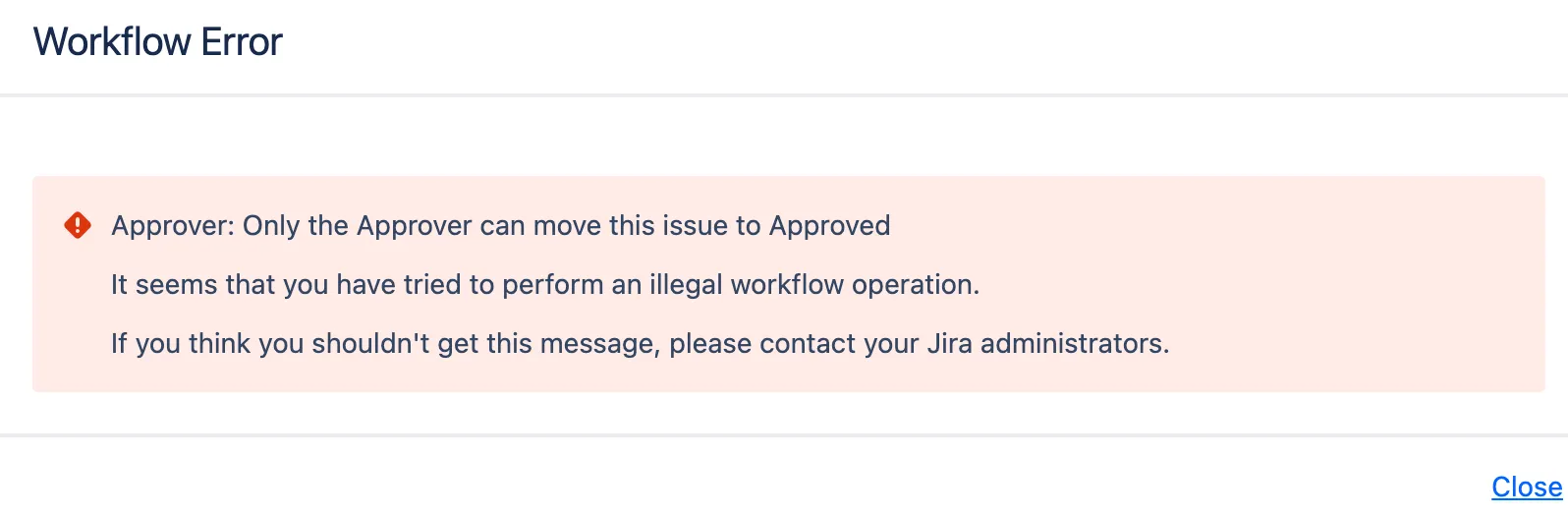 Image showing the error message
