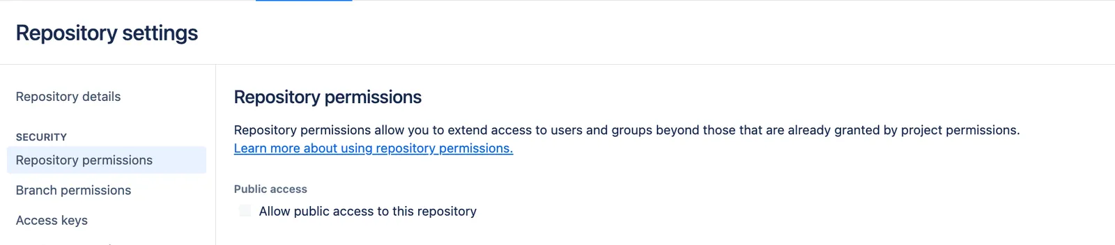 Image of repository settings result