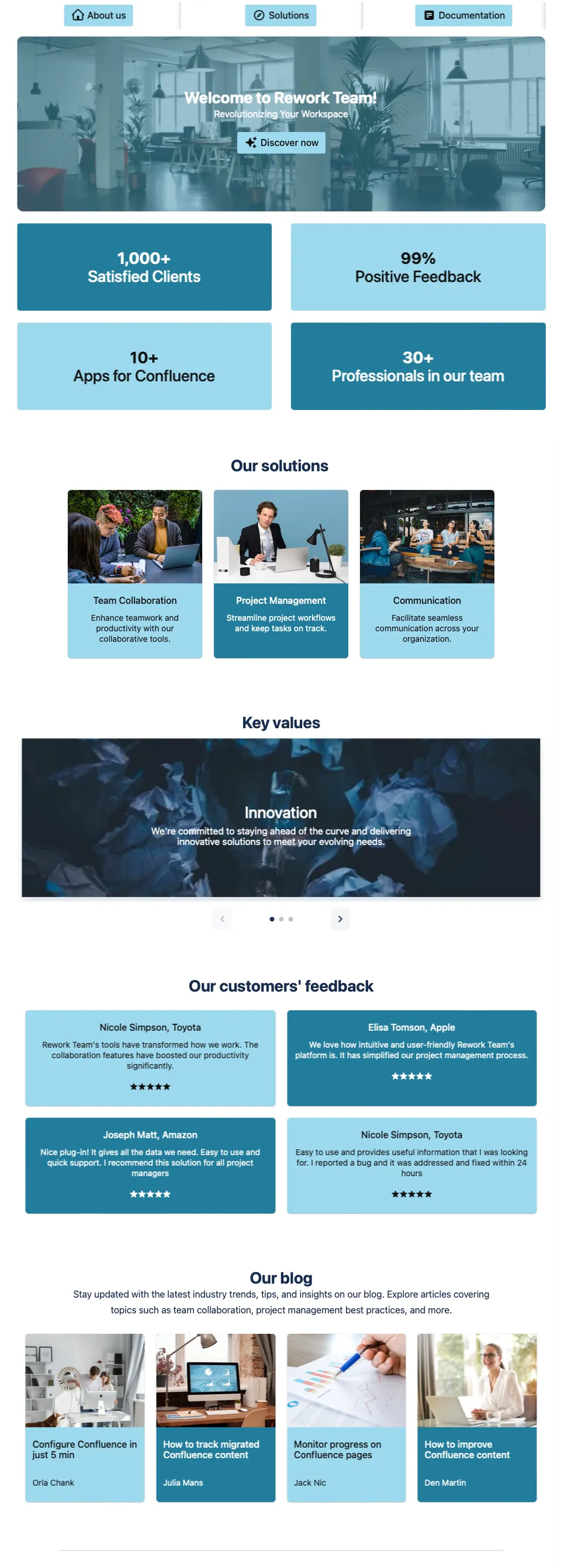 Published Product/Service Hompage template
