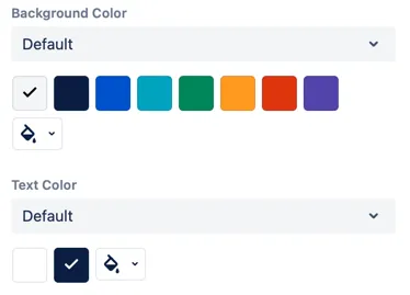 Color palette options and paint bucket button for changing the button background and text color