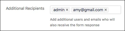 Example of the Additional Recipients field as it appears on the published form