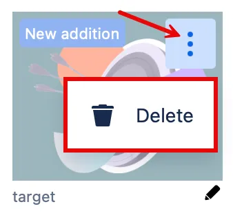 Delete image icon in the menu