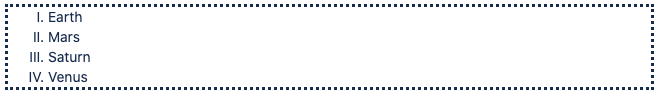 Rendered unordered list showing purple square bullets and Papyrus font list items on a Confluence page
