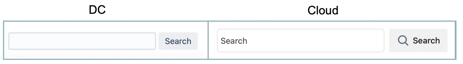Example of a Legacy search box macro showing a search field in the Cloud editor