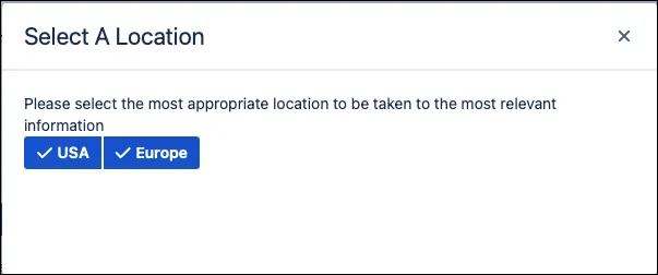 Published page showing the dialog box open after clicking the button
