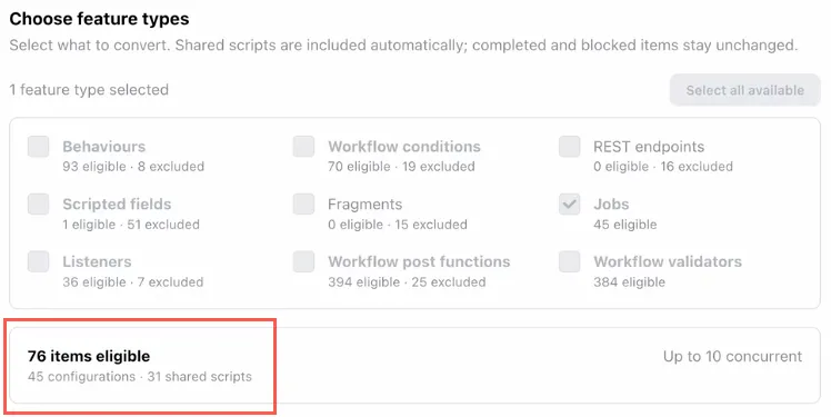 Script type selection with running totals