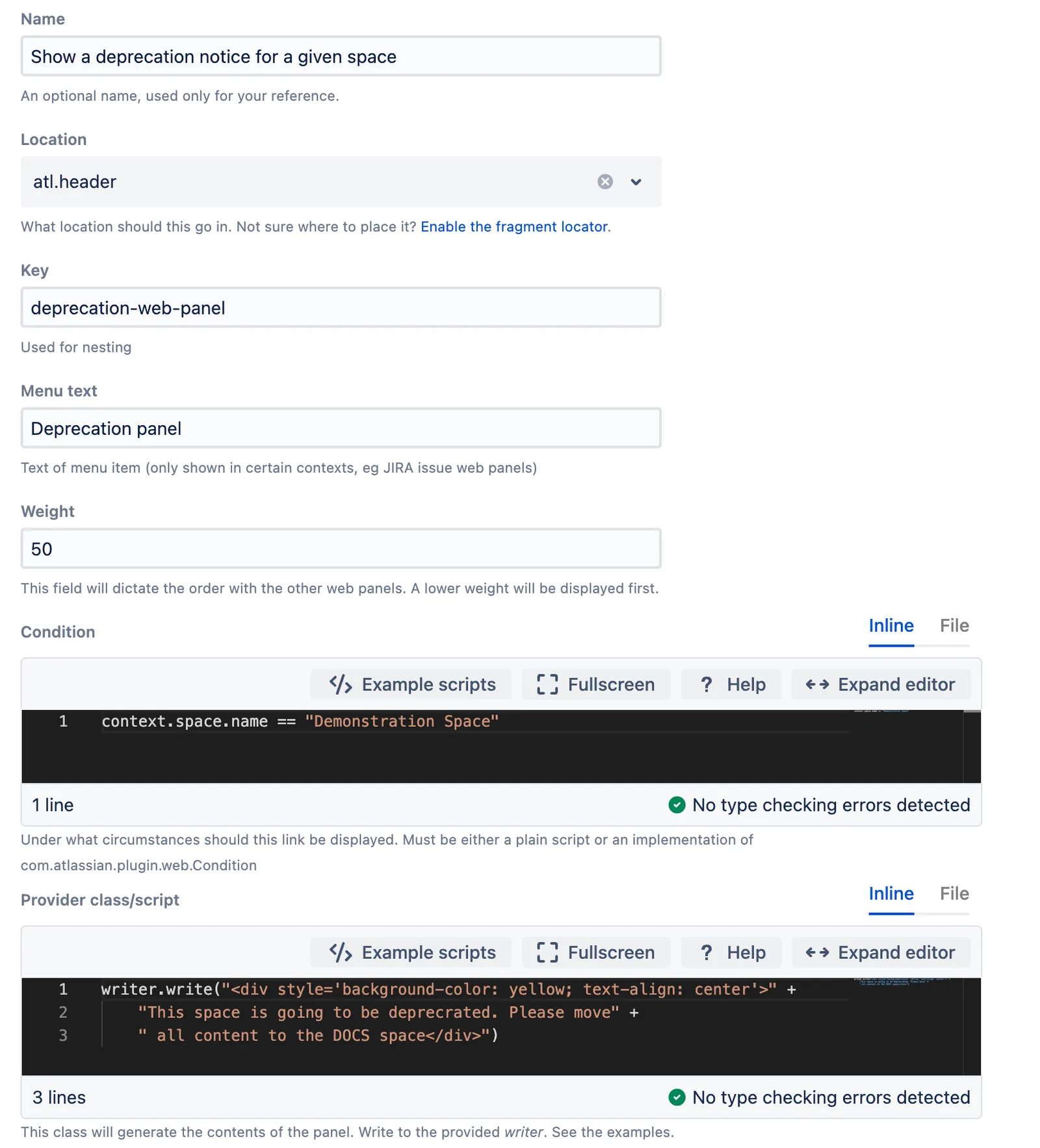 A Web Fragment with example content.