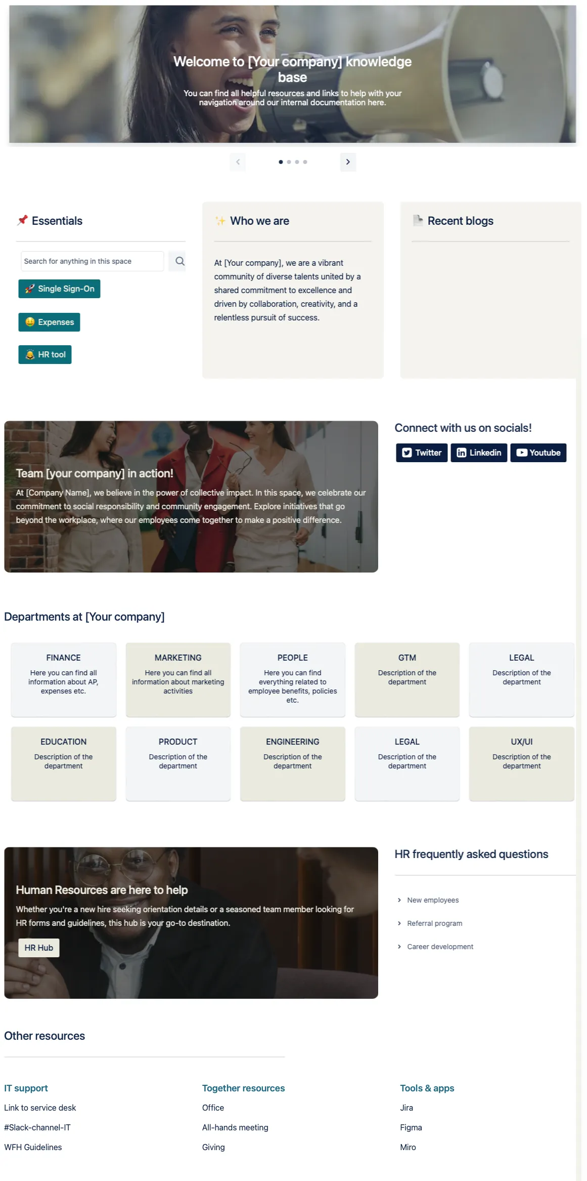 Published company hub template