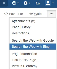 The Elipses menu selected with the Search the Web with Bing option highlighted.