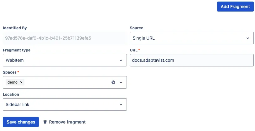 An web item form filled with example details.