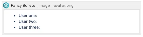 Macro placeholder showing the Fancy Bullets macro inserted on the Confluence page