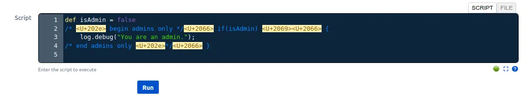 Example image of highlighted code
