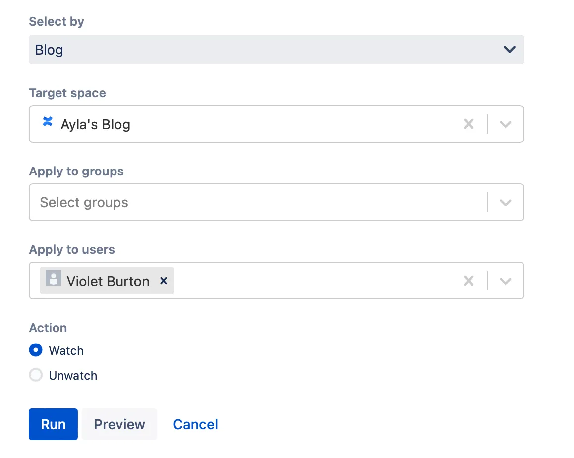 The Add/Remove Watcher script with the above configuration details.