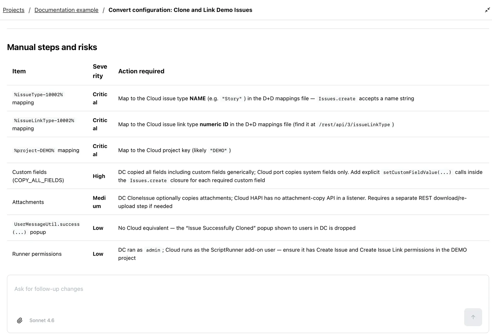 Converted script details panel