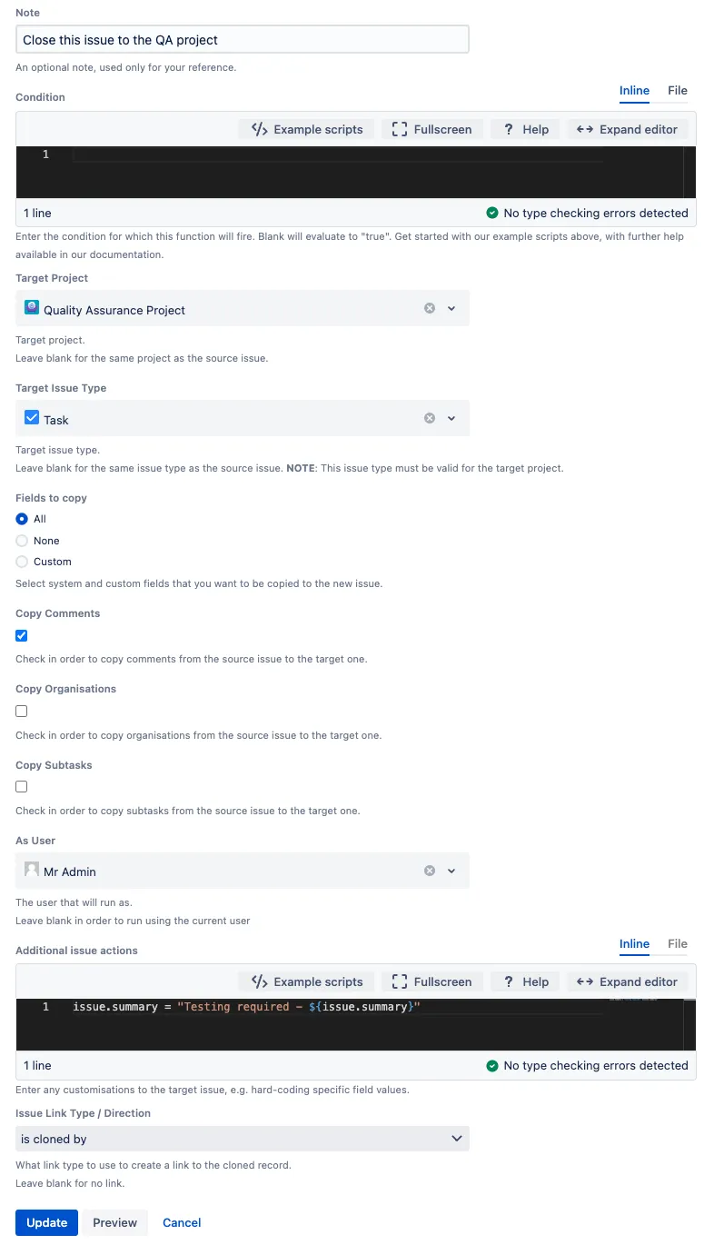Post function configuration overview.