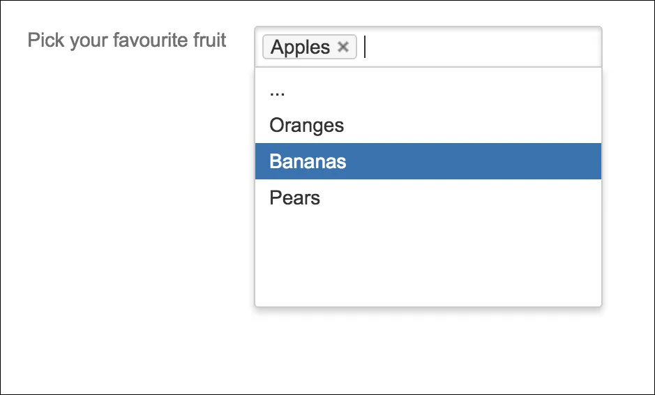 Multiselect dropdown list showing multiple selected options.