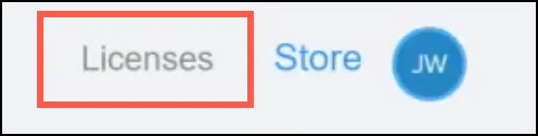 Orah Store page with the Licenses tab selected at the top