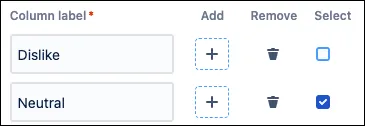 Form editor showing the Neutral column option selected in the Checkbox Matrix