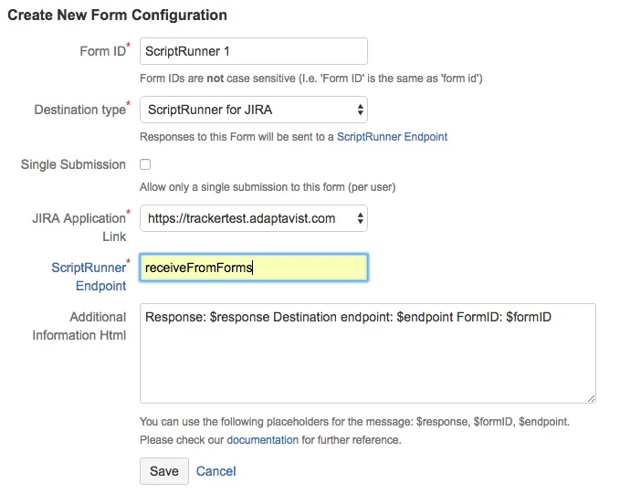 Confluence Forms for Confluence administration screen showing the Add a New Form Configuration option