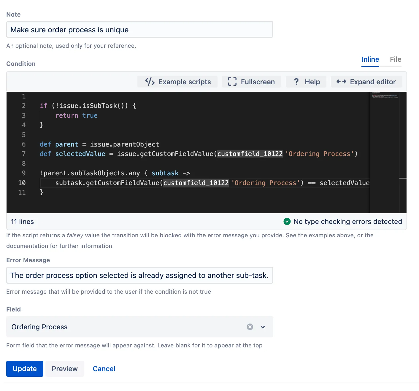 Sub-task configuration example