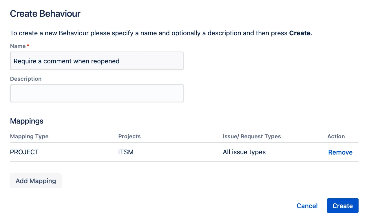 ScriptRunner Behaviours configuration screen