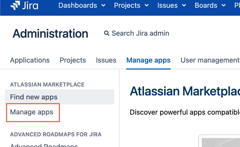 Image showing where manage apps is