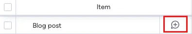 Screenshot of the Open Item page icon used to open the item page for a selected item.