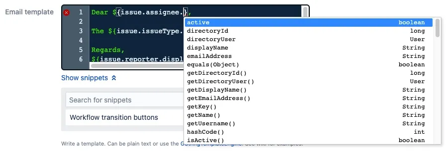 Code Insight showing GString template completions in the ScriptRunner editor