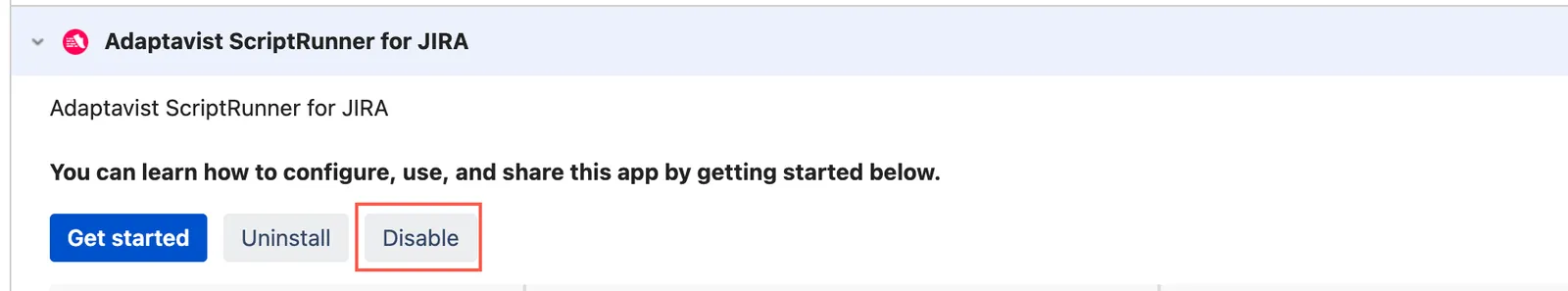 Disable ScriptRunner in Manage apps
