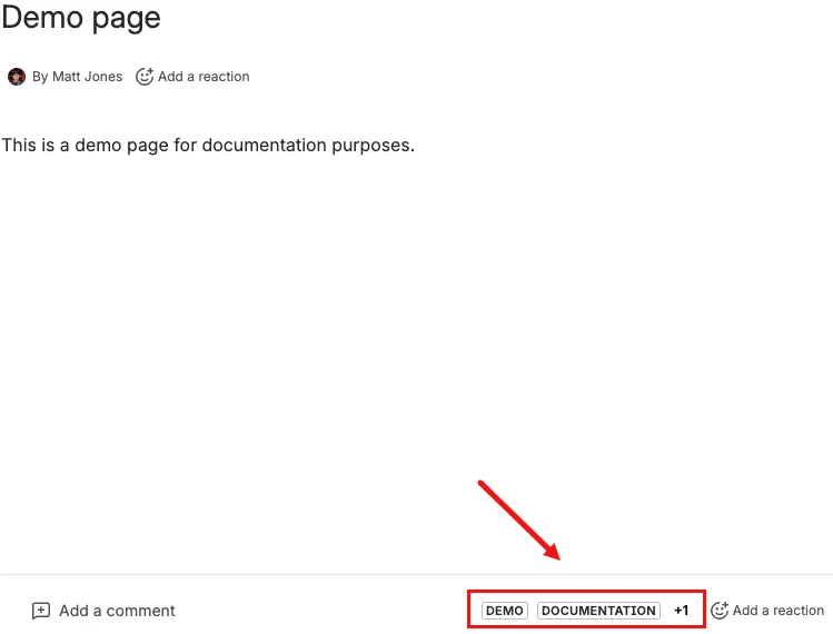 The example lables shown at the bottom of a page.