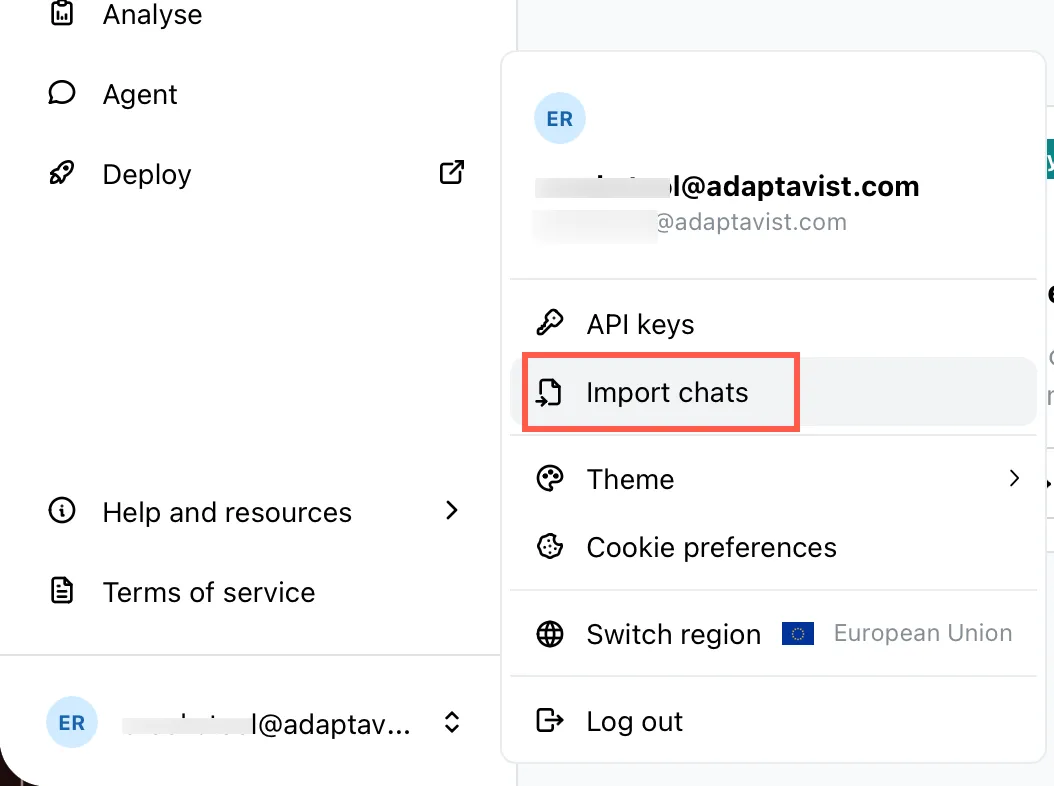 Import chats option