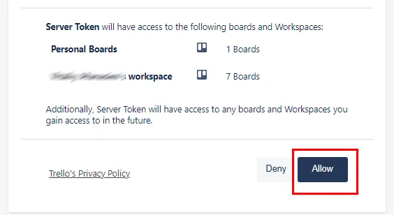 Image of the Allow button highlighted.