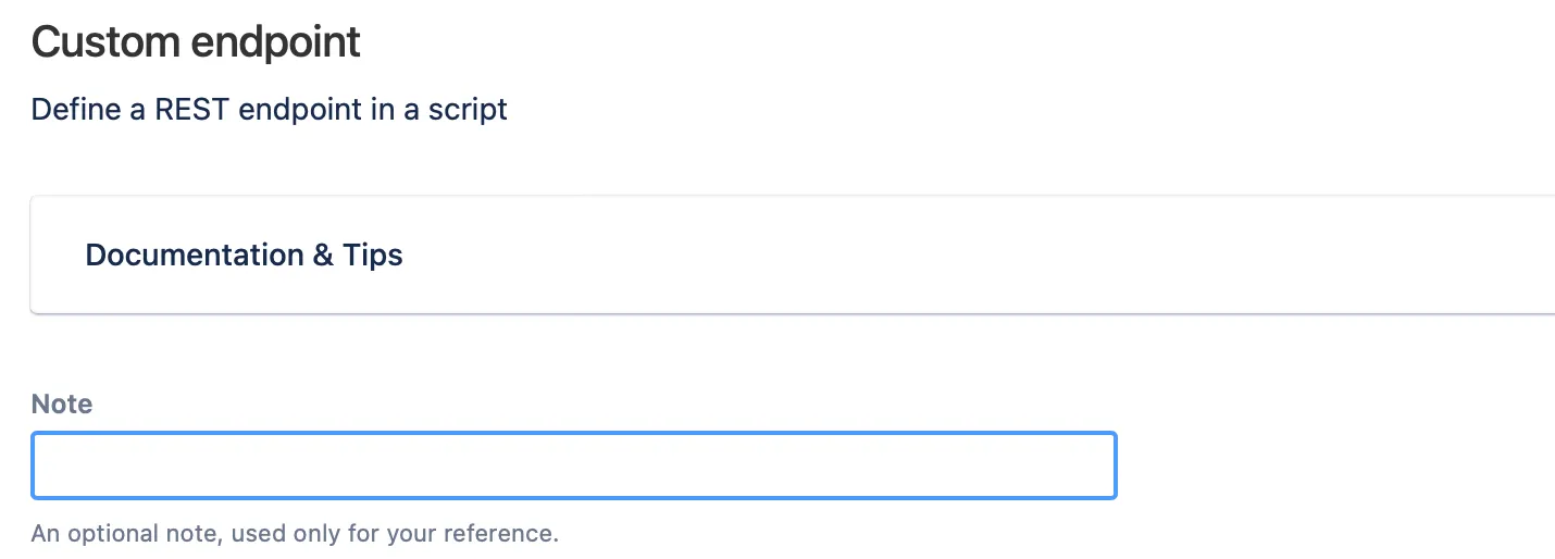 Screenshot of custom endpoint page
