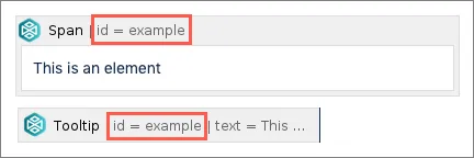 Tooltip example showing a published result labeled "Published Result" and the text "This is an Element".