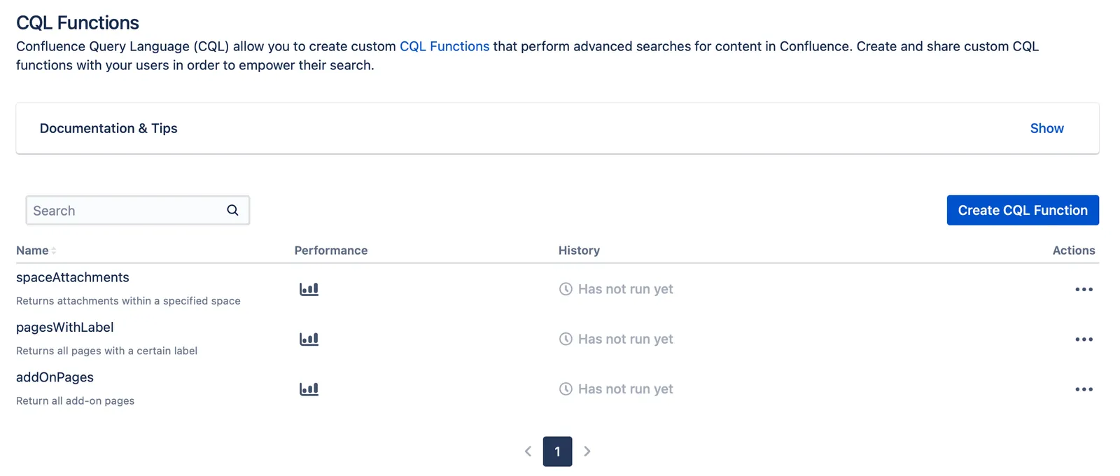 The new Custom CQL functions on the CQL Functions page.