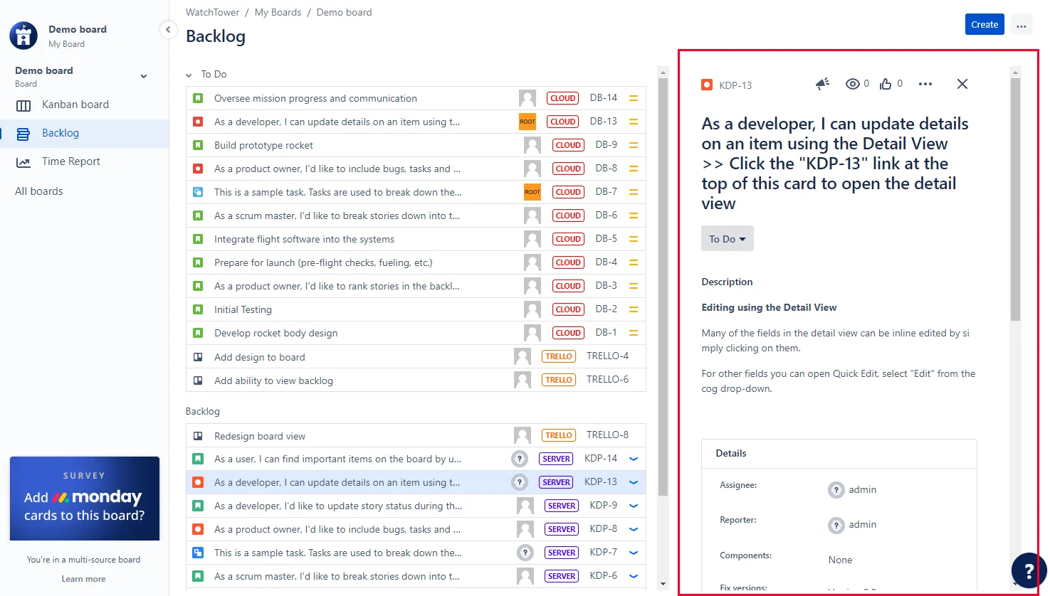 Image of an issue being viewed from the backlog
