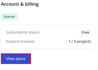 The View plans button in the Account & Billing page.