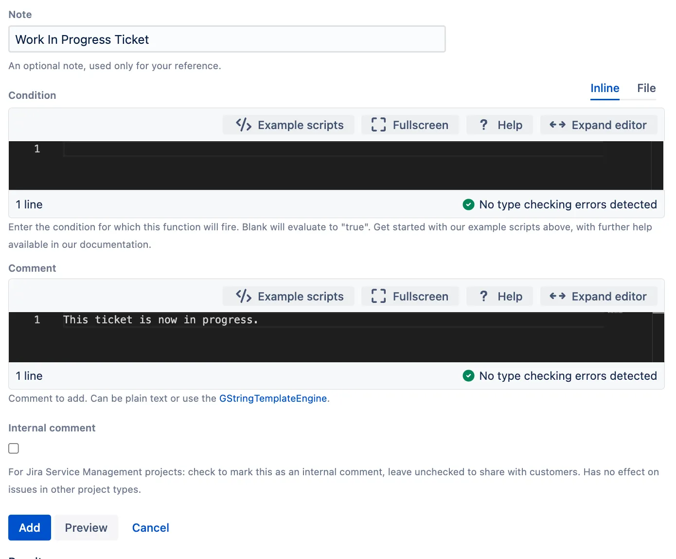 Previewing the added comment post function