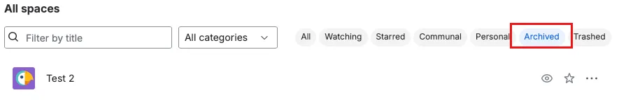The updated, "Archived", status highlighted in the space.