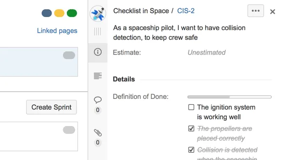 Checklist type field displayed in the Jira Agile Issue Detail View configuration