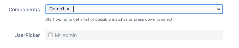 UserPicker field updated with the component lead's username.