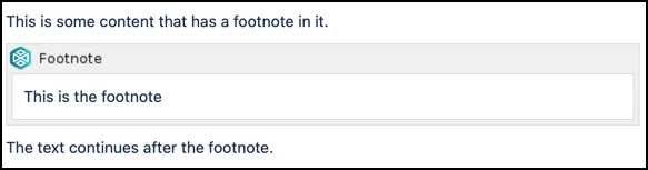 Example footnote content entered in the Footnote macro placeholder