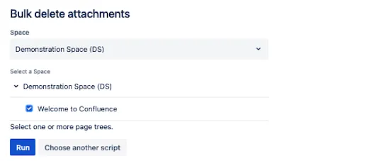 The Bulk delete attachments script with the specified details.