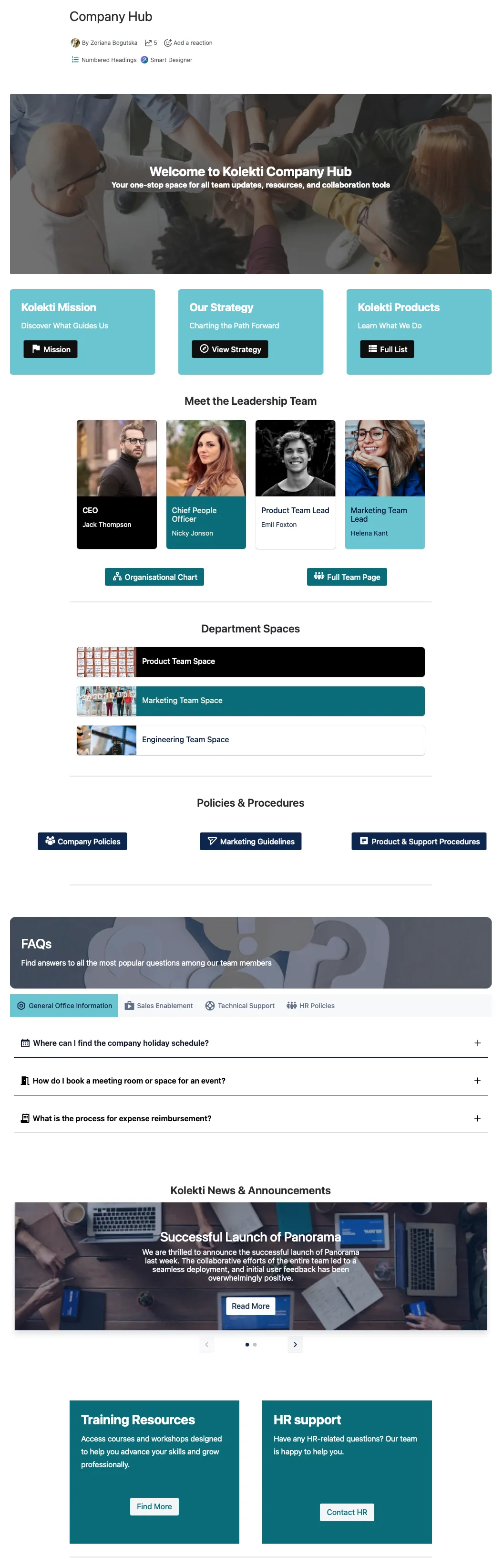 Published company hub - Kolekti template