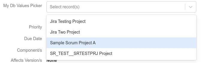 Image showing the default project dropdown