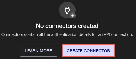 The Create Connector option highlighted in the Connectors module.